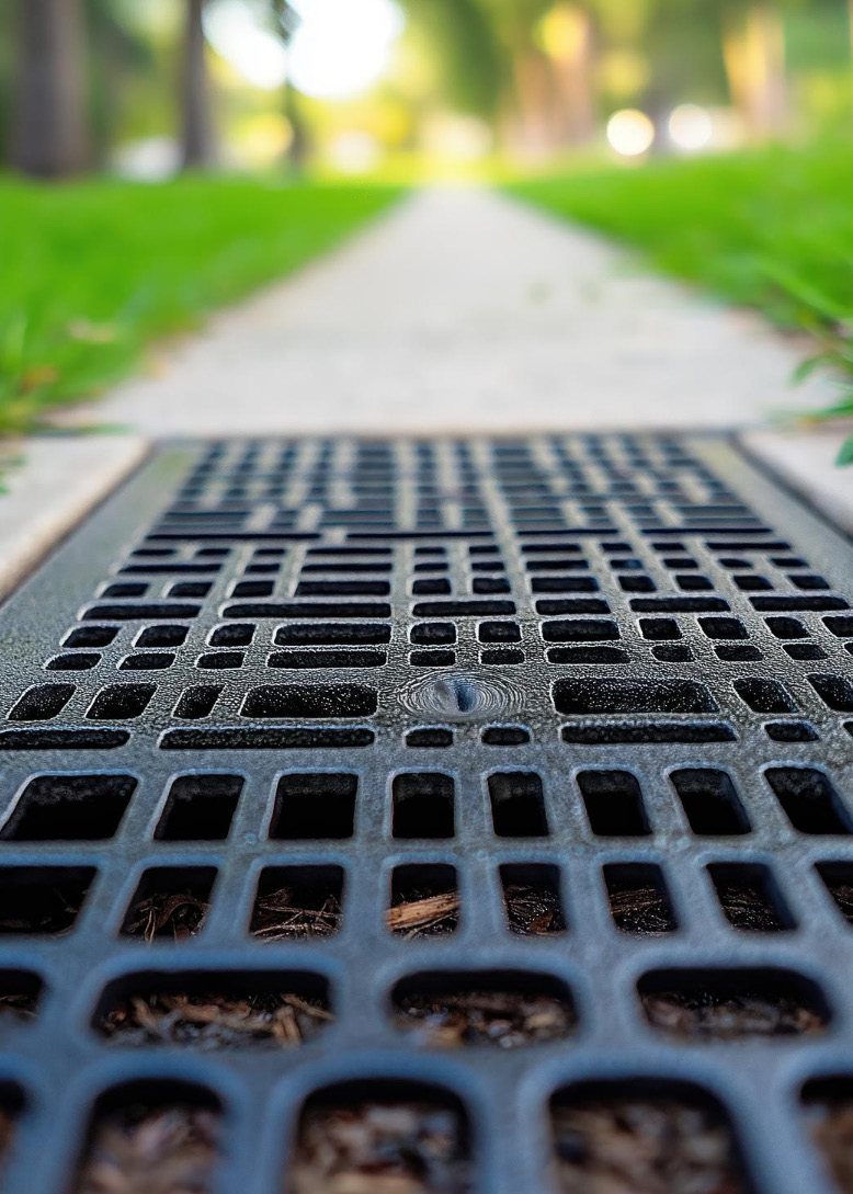 Titan channel drain set into a garden path