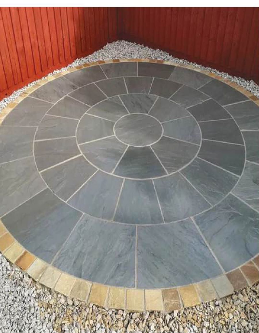 Kandla Grey natural stone paving circle