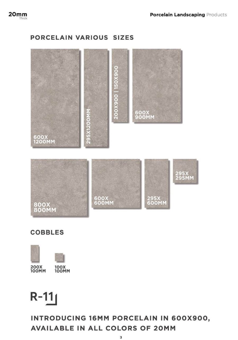 20mm porcelain paving in a range of sizes