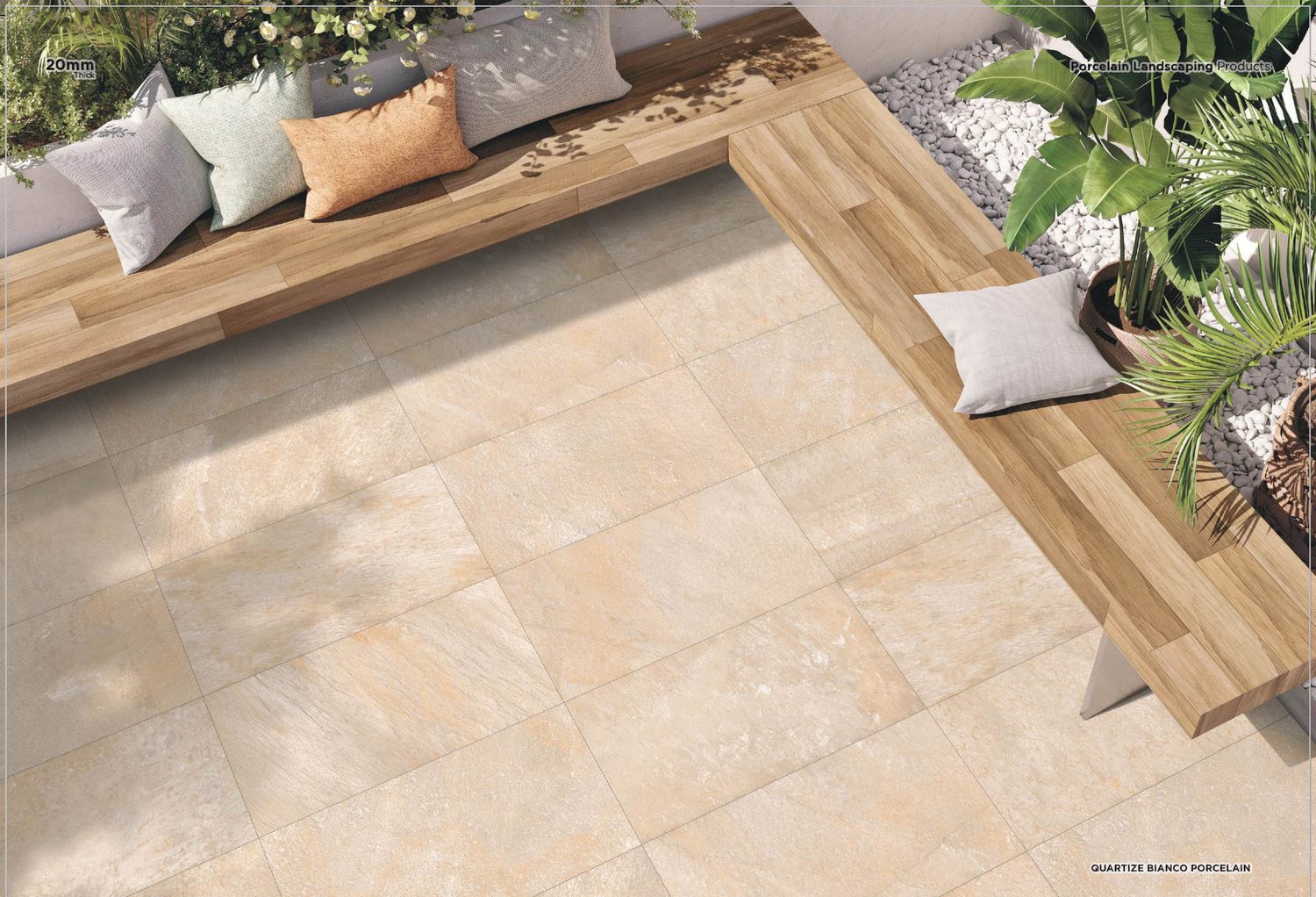 Quartize Bianco 20mm porcelain paving