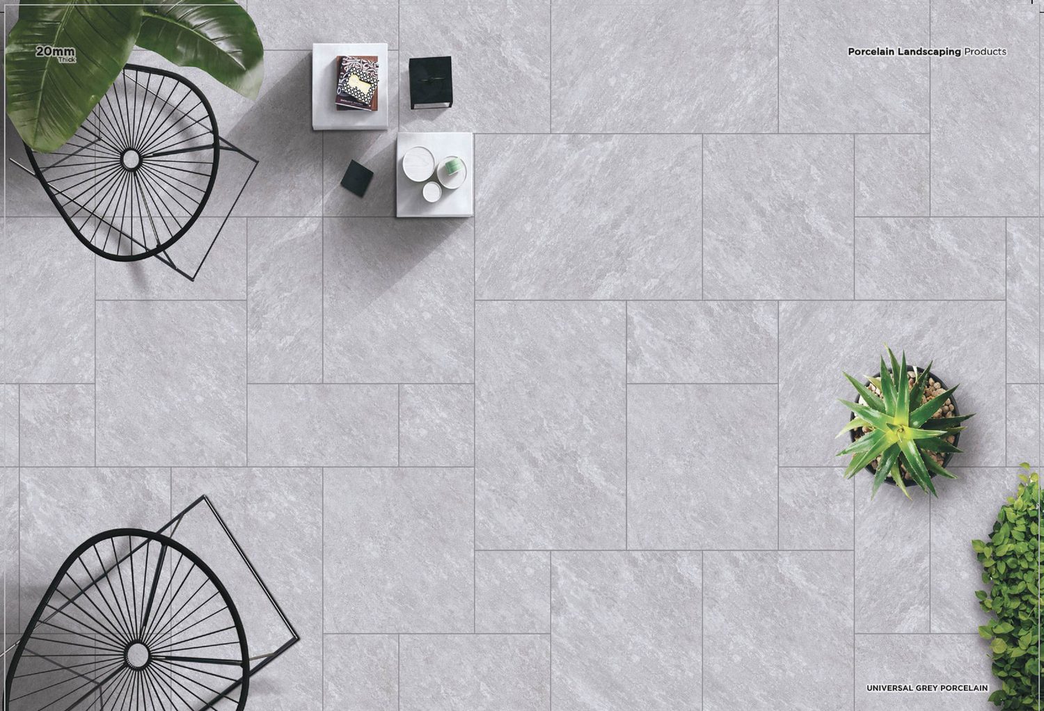 Universal Grey 20mm porcelain paving