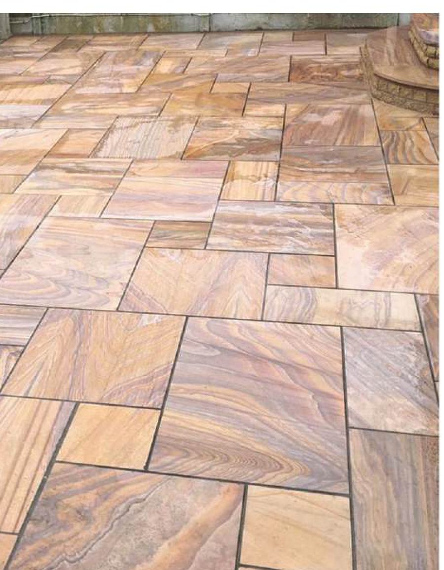 Rainbow sawn honed sandstone paving