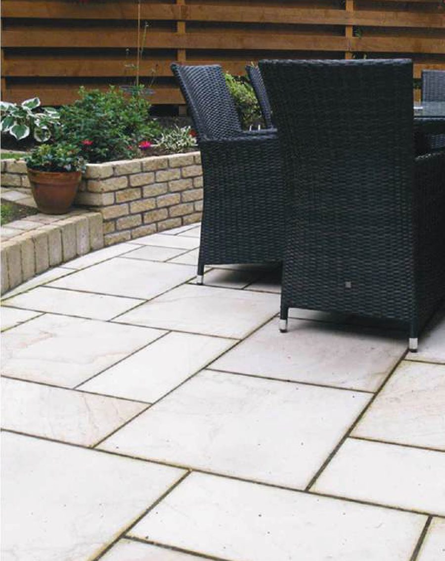 White Mint sawn honed sandstone paving