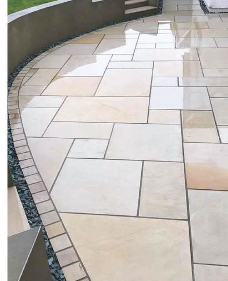 Yellow Mint sawn honed sandstone paving