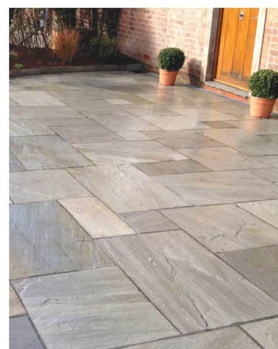 Kandla Grey riven sandstone paving